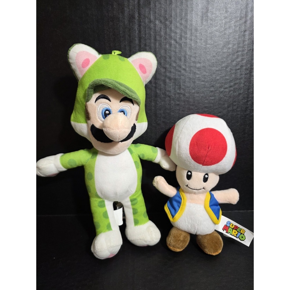 Super Mario Bros Cat Luigi And Toad Plush Video Game Plushie Stuffed Animal Lot
